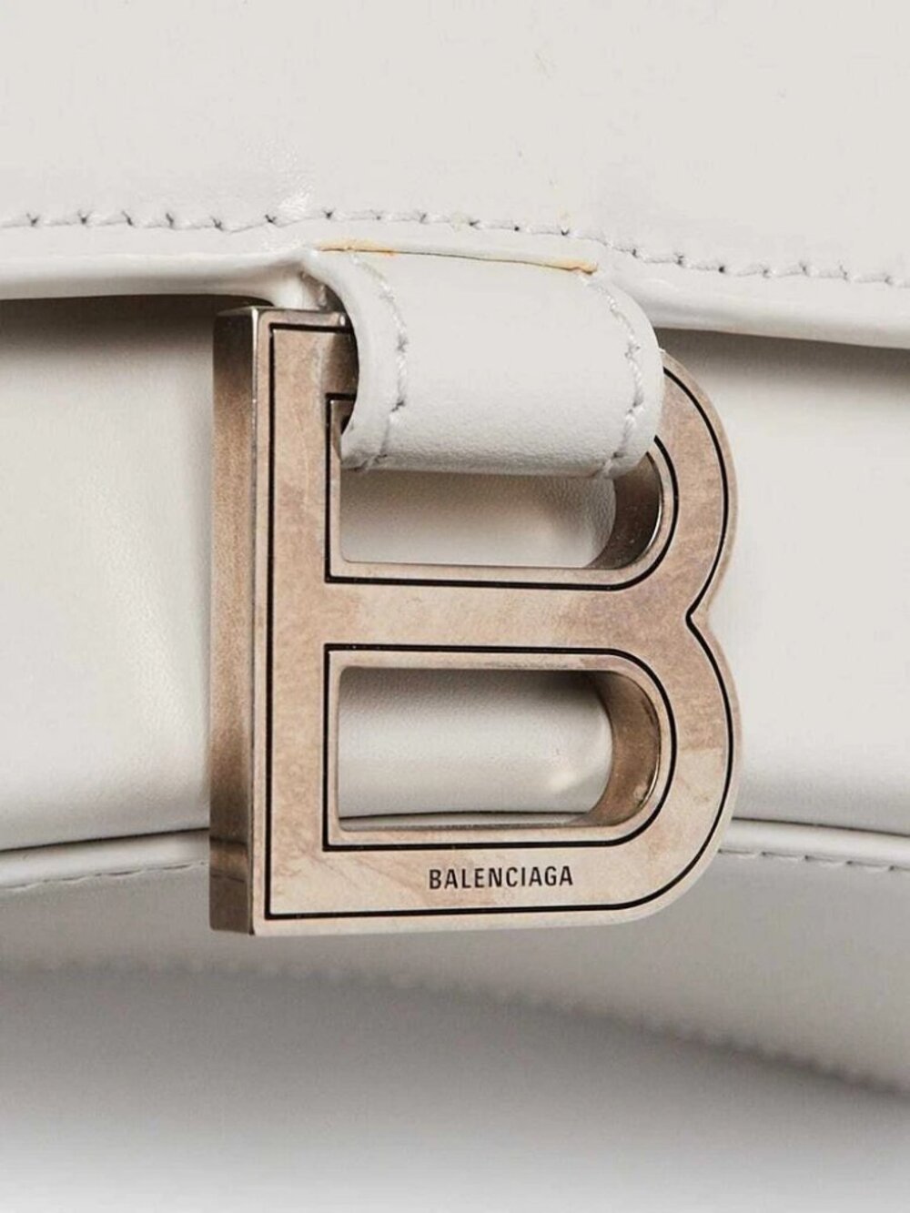 Balenciaga Dark White Leather Hourglass Small Top Handle Bag - Picture 5 of 10